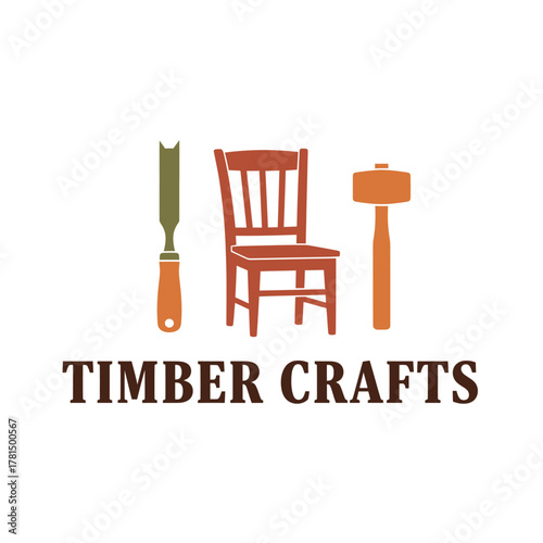 Timber Crafts Carpentry Chair Chisel Mallet Logo