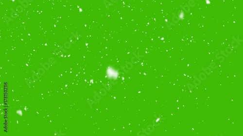Falling winter snow, seamless loopable background footage. Green screen, chromakey