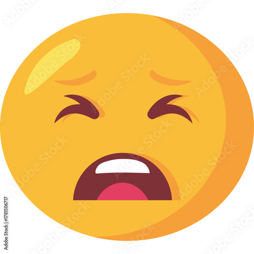 Behang Yellow Circle Emoji Expressing Extreme Distress With Closed Eyes Open Mouth And