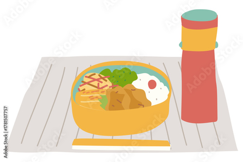 唐揚げと梅ごはん弁当