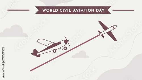 World civil aviation day celebrate with airplane flight vector illustration for aviation enthusiasts