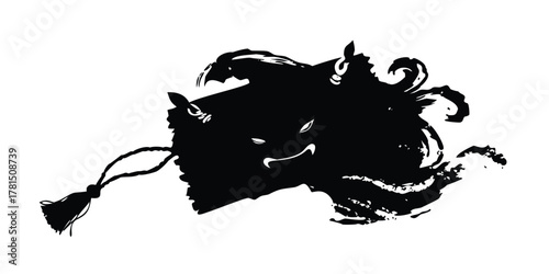 Japanese Hannya Mask Silhouette Graphic