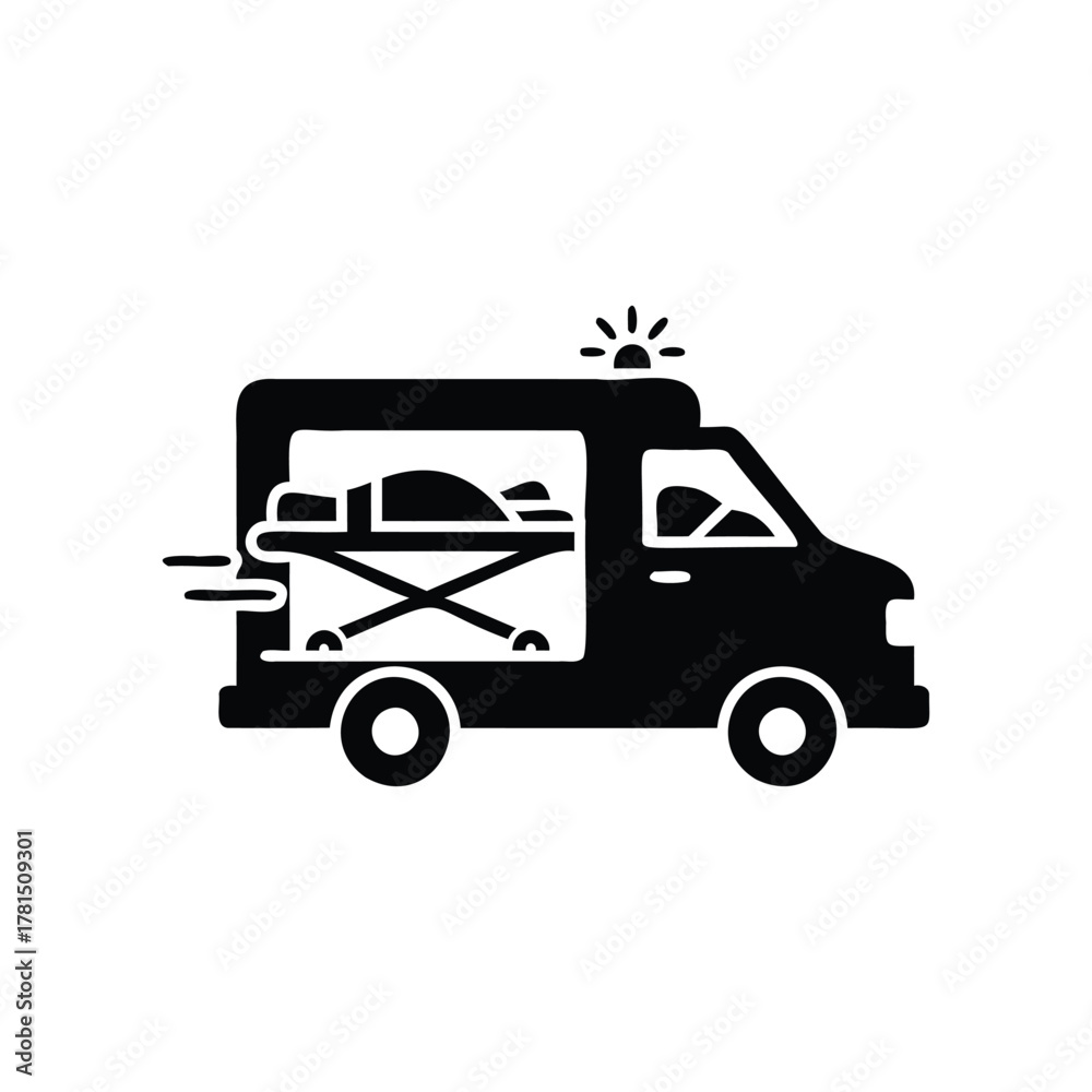 Fototapeta premium Ambulance transporting patient on stretcher vehicle medical