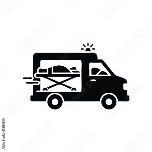 Ambulance transporting patient on stretcher vehicle medical