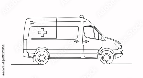 Ambulance vehicle drawing medical emergency transport vector