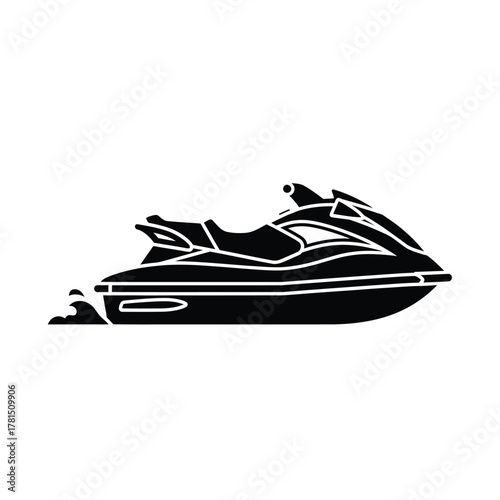 Black jet ski with water spray watercraft vehicle