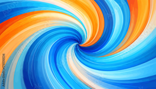 Vibrant Swirl Abstract Background with Blue and Orange Colors.