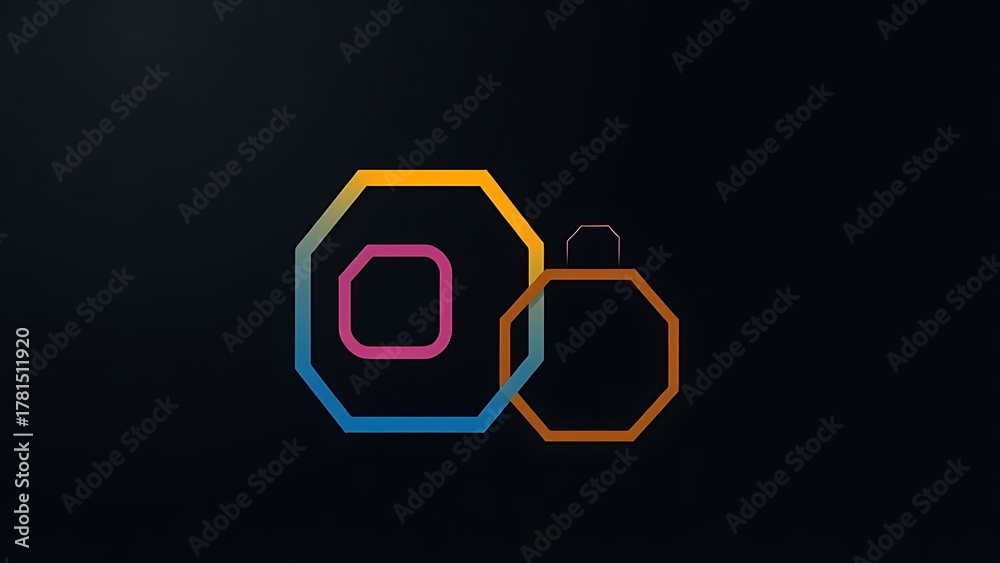 Fototapeta premium Interlocking geometric shapes on a dark background for business strategy.