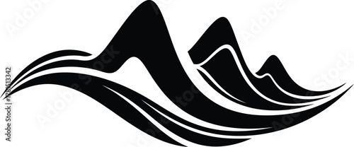 Stylized mountain range with wavy lines, evoking a sense of nature and adventure in a simple design