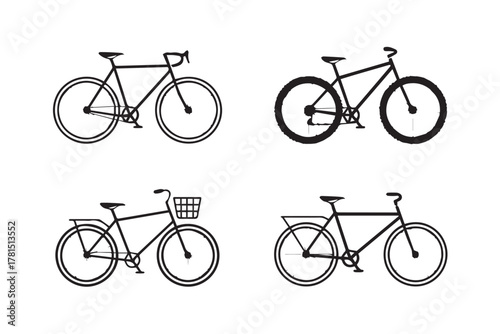 bicycle road mountain city cargo transport vector silhouette illustrations