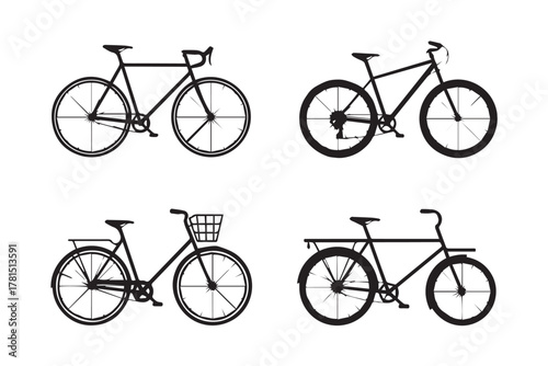 bicycle road mountain city cargo vector silhouette set for transport use