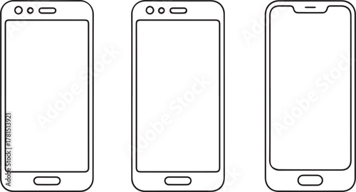 smartphone timeline vector illustrations three phone designs front view