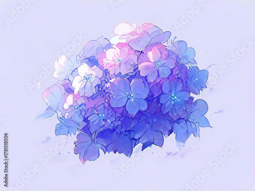 Hydrangea with a gradation from blue to purple