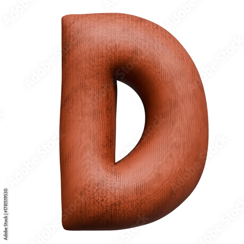  Letter D Hand-Carved Wood Grain Accent