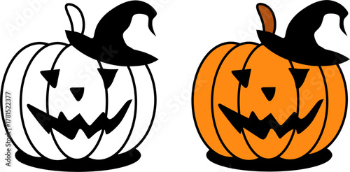 Illustration of a carved pumpkin with a spooky bat-shaped face, perfect for Halloween designs, party decor, stickers, or seasonal graphics.