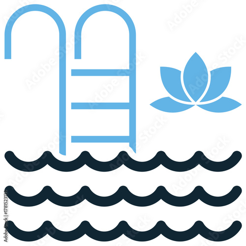 Spa pool icon vector. Ideal for resort, wellness, and hydrotherapy themes. This icon symbolizes a jacuzzi, water relaxation, and luxury bath facilities. Perfect for travel guides.