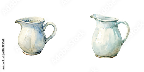 milk pitcher watercolor vector illustration