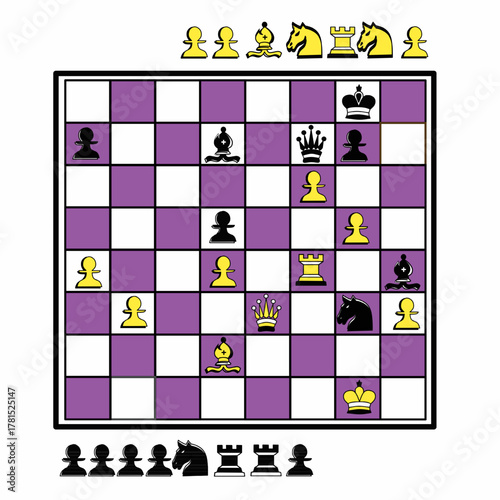 vector illustration of a chess game with a purple and white board