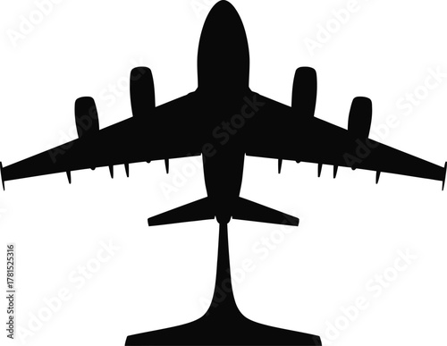 Top view silhouette of a classic model airplane design