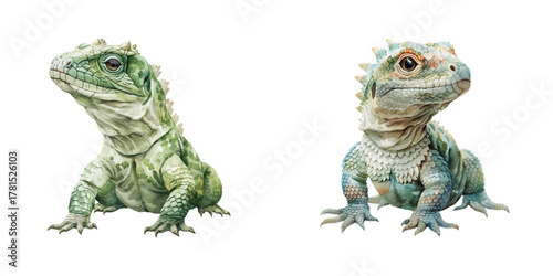 tuantara watercolor vector illustration