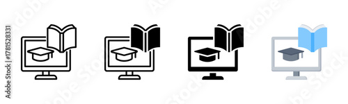 Online Course Icon, Multi Styles Icon Set