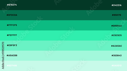 a combination of two color palettes with a combination of colors from dark to light with a code once - mint