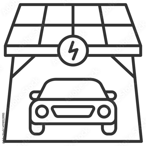 Solar Carport Outline Icon