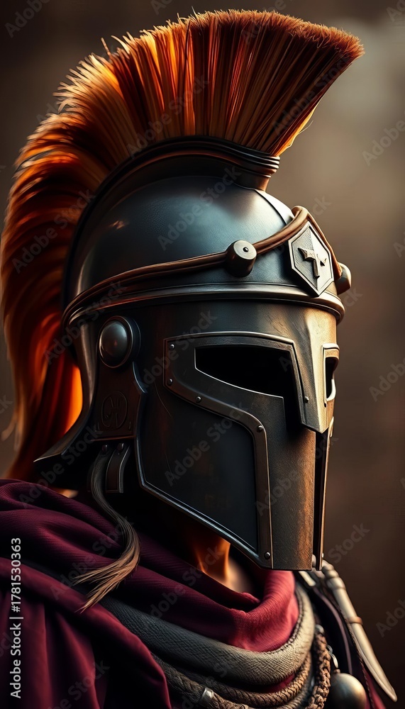 Fototapeta premium Centurion's helmet with horsehair crest, a symbol of command, caesar, war