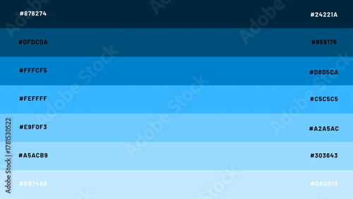 color palette combination with a combination of colors from dark to light with a code once - blue