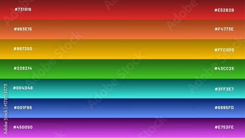 a combination of two color palettes with a combination of various colors along with a code