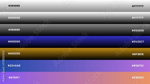 a combination of two color palettes with a combination of various colors along with a code