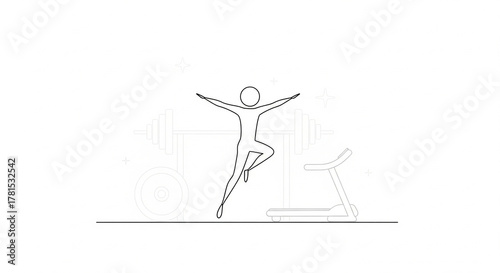 Wallpaper Mural Stickman Doing Balance Pose in Fitness Studio Torontodigital.ca