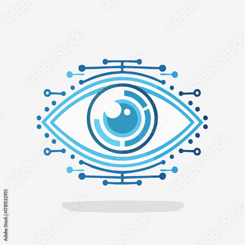 Abstract technology eye with digital connection symbol for visual concept