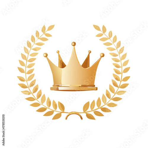 表彰とランキングの金の月桂樹・王冠のベクターイラスト