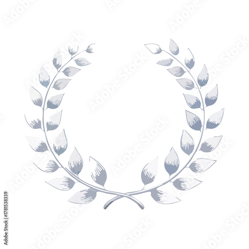表彰とランキングの銀の月桂樹のフレームのベクターイラスト