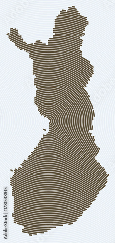 Finland shape rings. Country map formed by stacked circles. Finland boundary shape design. Amazing vector illustration.