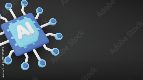 3d Vector AI Chip, AI in science and business, Technology and engineering concept.