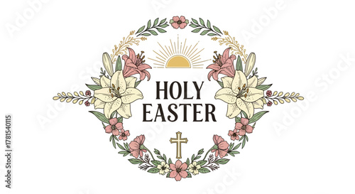 Divine floral illustration for Easter celebration with spiritual elements