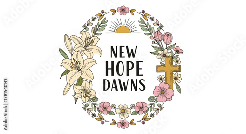 Inspiring Floral Wreath with Religious Symbolism and Uplifting Message