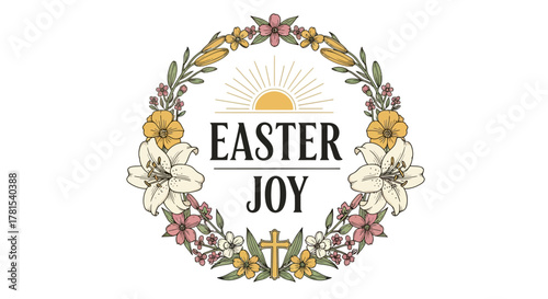 A vibrant botanical wreath symbolizing renewed hope and spiritual celebration