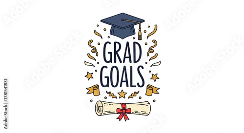 Inspiring educational achievement with graduation cap and diploma