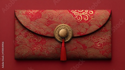Elegant Lunar New Year Red Envelope with Gold Embossed Design
