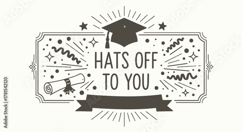 Monochromatic illustration celebrating academic success and congratulations