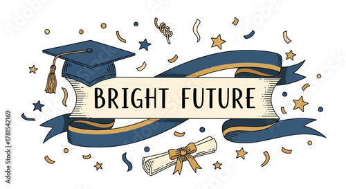 Inspiring educational journey with graduation cap, diploma, and celebration