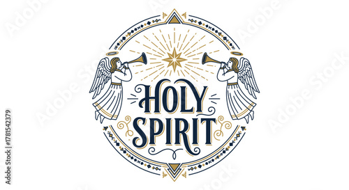 Divine inspiration symbol with trumpeting angels and shining star
