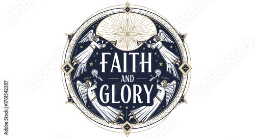 Faith and Glory Angelic Celebration Emblem with Shining Star Design