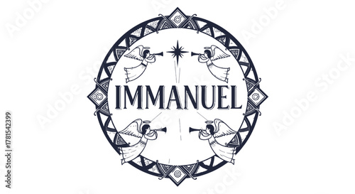 angelic heraldry: divine message and celestial celebration in a circular frame