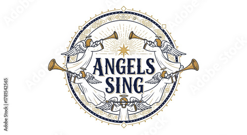 Heavenly choir heralds angels sing in a divine celestial celebration