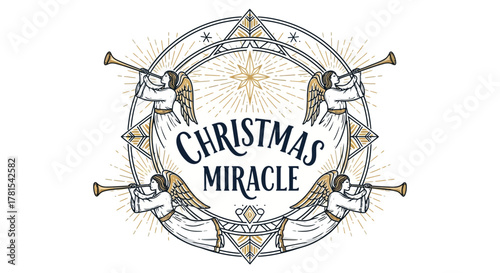 angelic heralds surround a festive message festive christmas celebration emblem