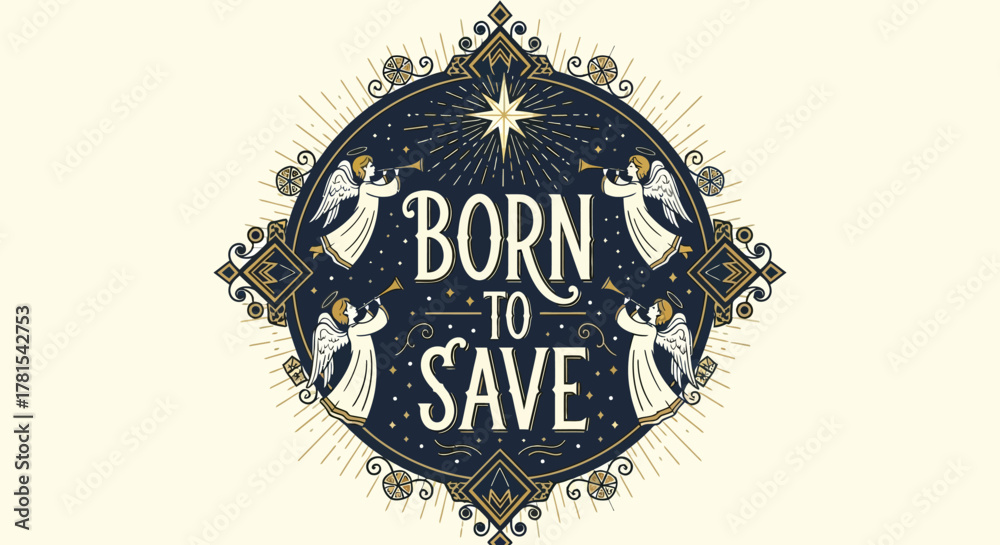 Obraz premium angelic heralds of salvation a stylized spiritual emblem